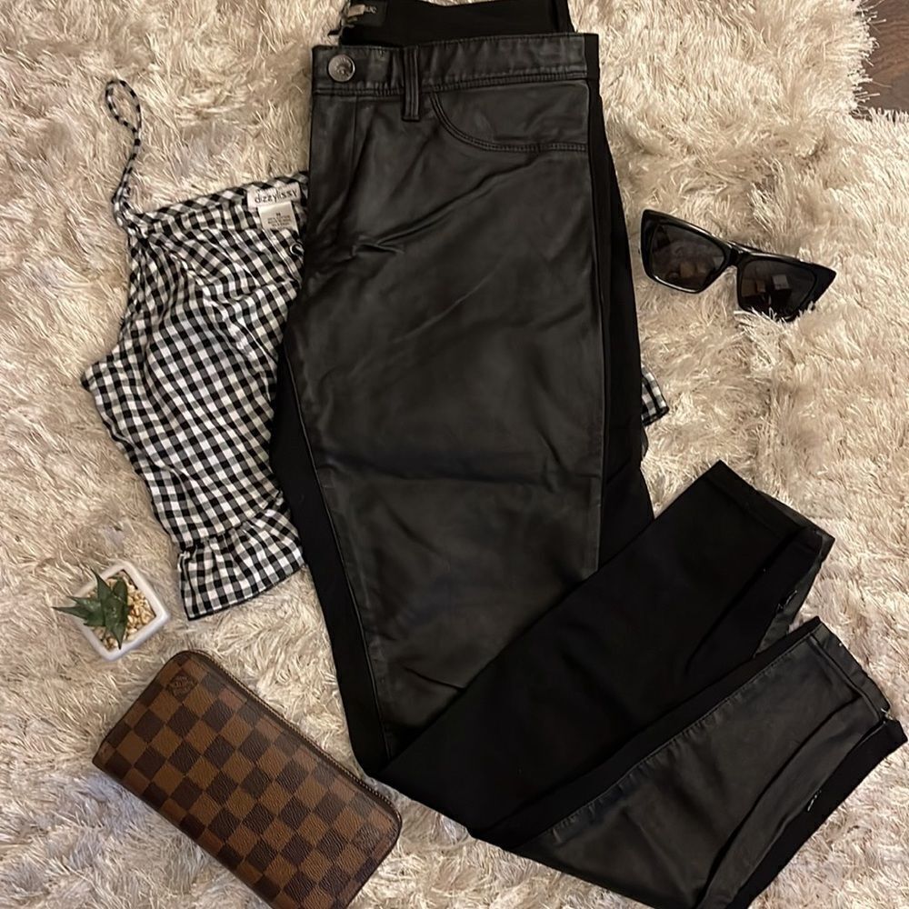 EUC Banana Republic Black Faux Leather Front Skinny Sloane Fit Pants 4
